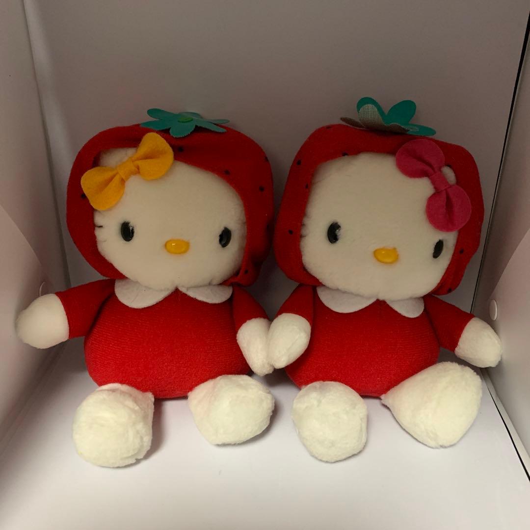 レトロ・レア】ハローキティ ・いちごキティ&ミミィ ぬいぐるみ - メルカリ