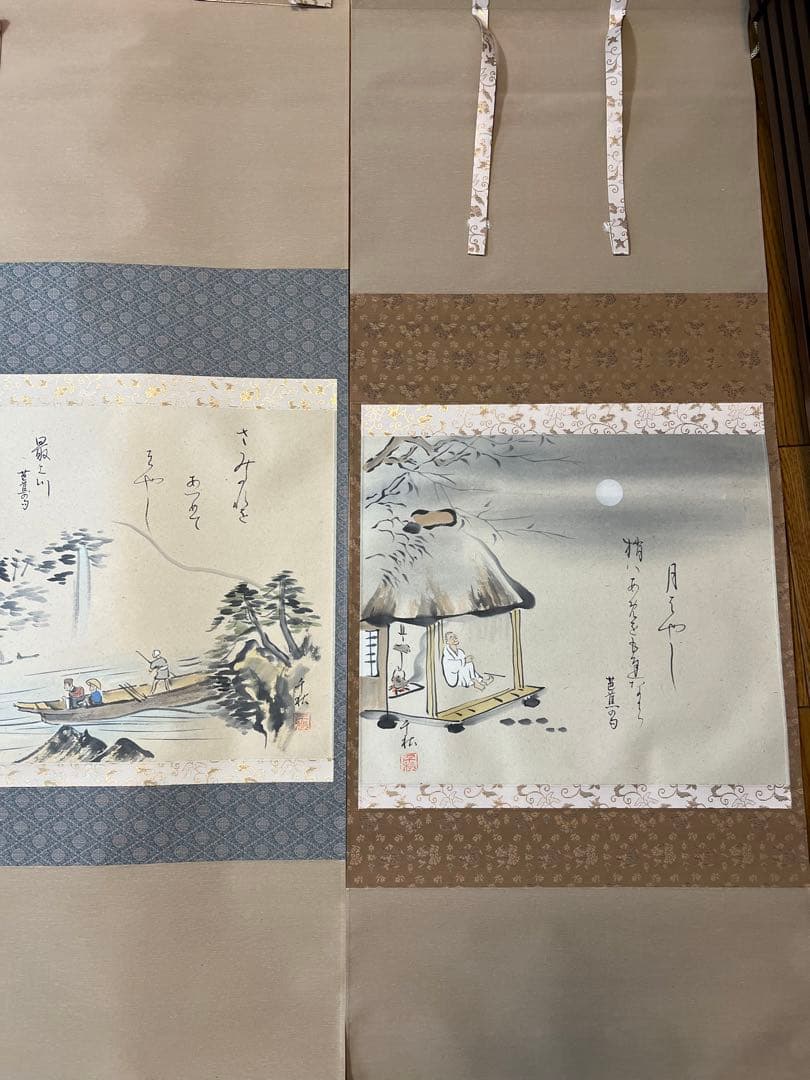 掛軸 松尾芭蕉の句『旅の四季』小栗千秋筆 紙本 掛け軸！共箱！ - メルカリ