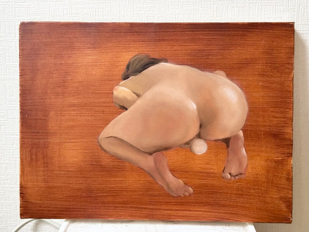 裸婦画　油彩画 油絵　原画 F4 肉筆油彩画 「三宝柑」 萩原 淳 F4号 美術品 油絵 インテリア 額縁付き