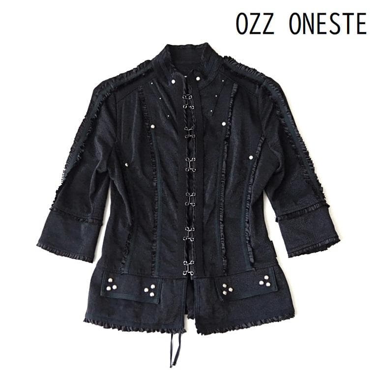 Ozz oneste オッズオン フリル シャツジャケット 黒