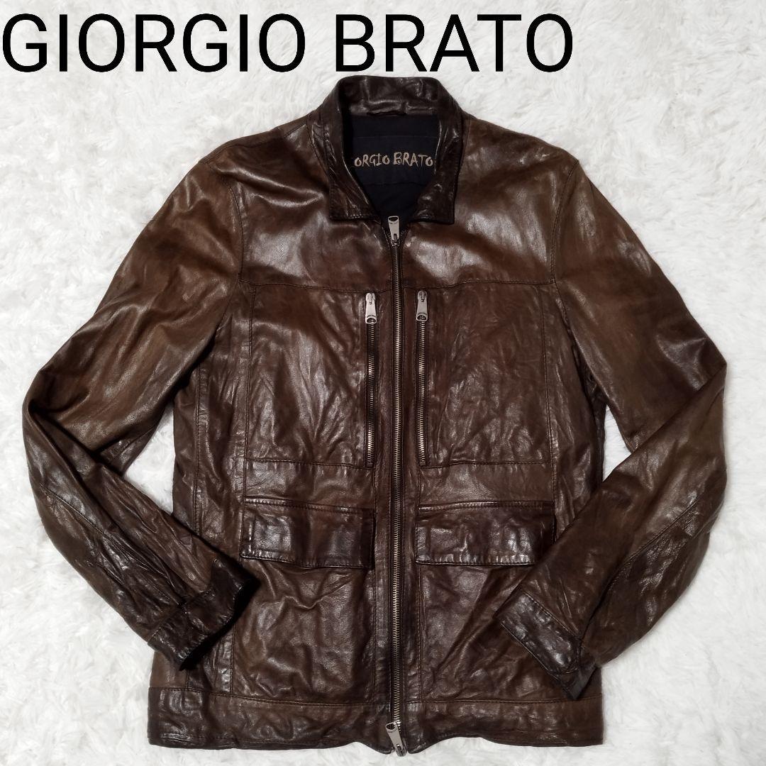 Giorgio Brato レザージャケット　ジョルジオブラット　羊革　46 GIORGIO BRATO ジョルジオブラット レザーライダース 46 - メルカリ
