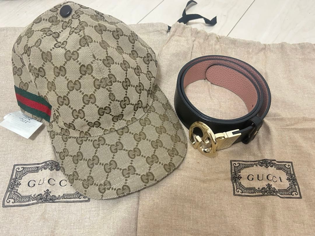Gucci GGパターン ベースボールキャップベルトセット