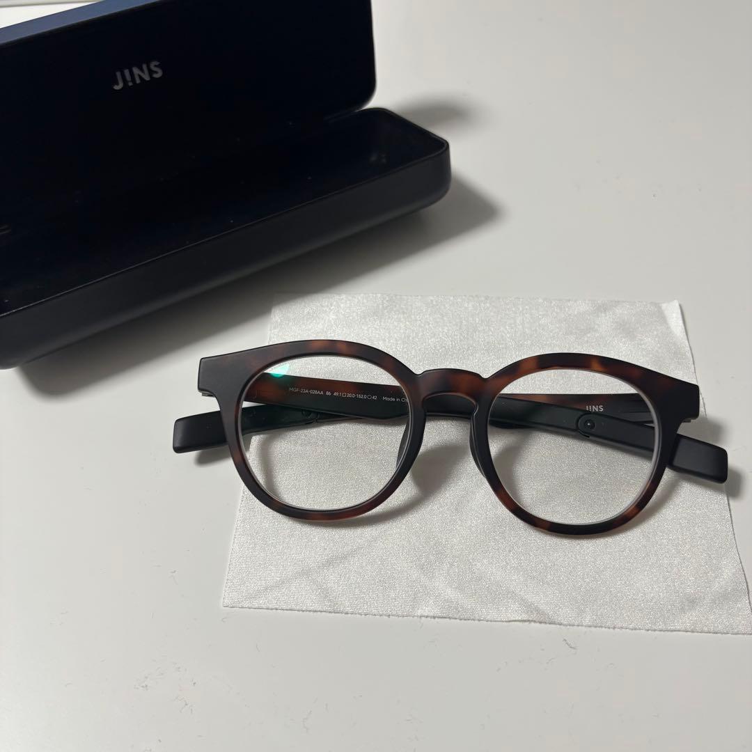 新品　JINS ボストン型メガネ ブラウン　-3.0 可視光調光加工済み