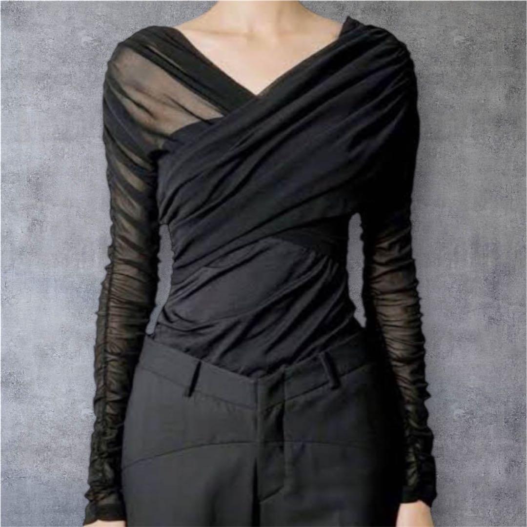 トップス FETICO NYLON JERSEY GATHERED BODYSUIT