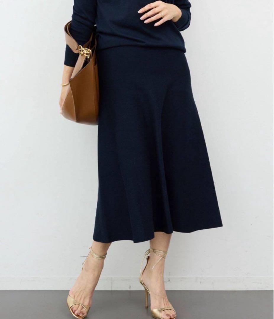 タグ付新品　ドゥーズィエムクラス GIZA フレアスカート　ネイビー　38