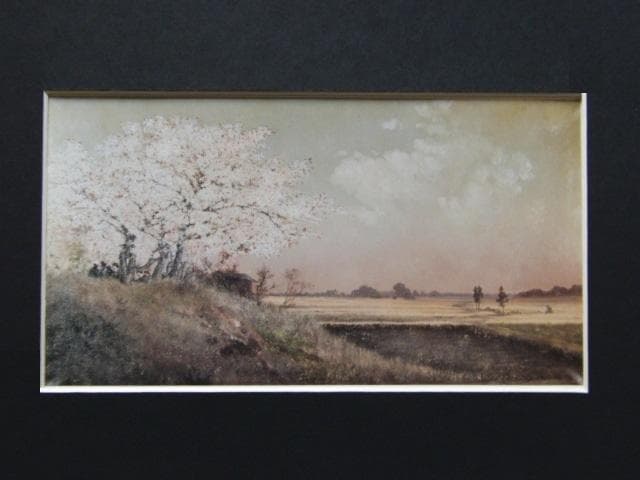 高橋由一、【墨堤桜花】、希少画集画より、状態良好、新品高級額装付 墨水桜花輝耀の景』高橋由一、1874年｜kaniko