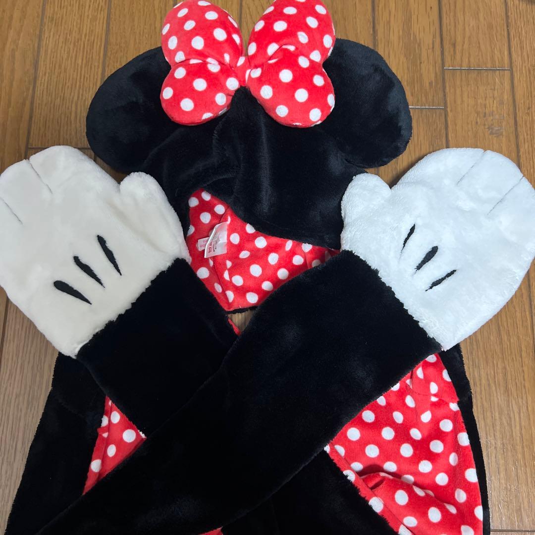 ミニーマウス フリース帽子 手袋付き