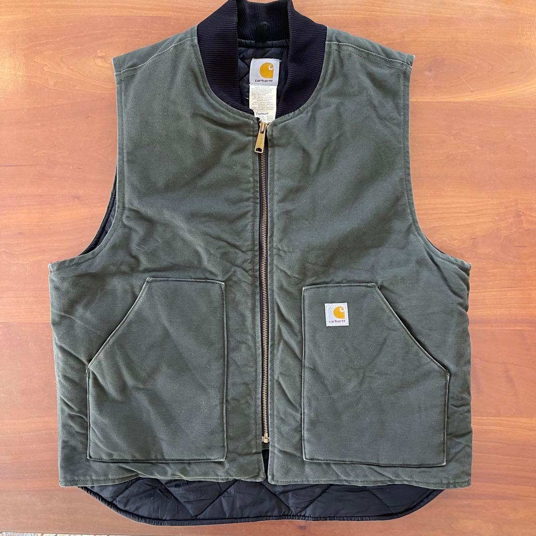 ★carhartt vtg ダックベスト グリーン系　Lサイズ