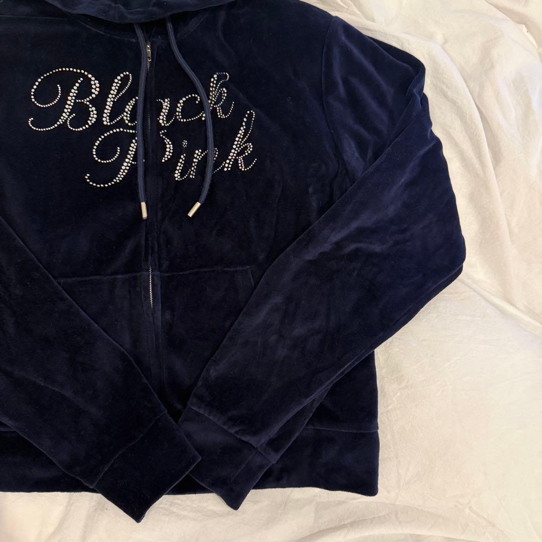 BLACKPINK【POP-UP限定】ベロアジップアップフーディー ネイビー