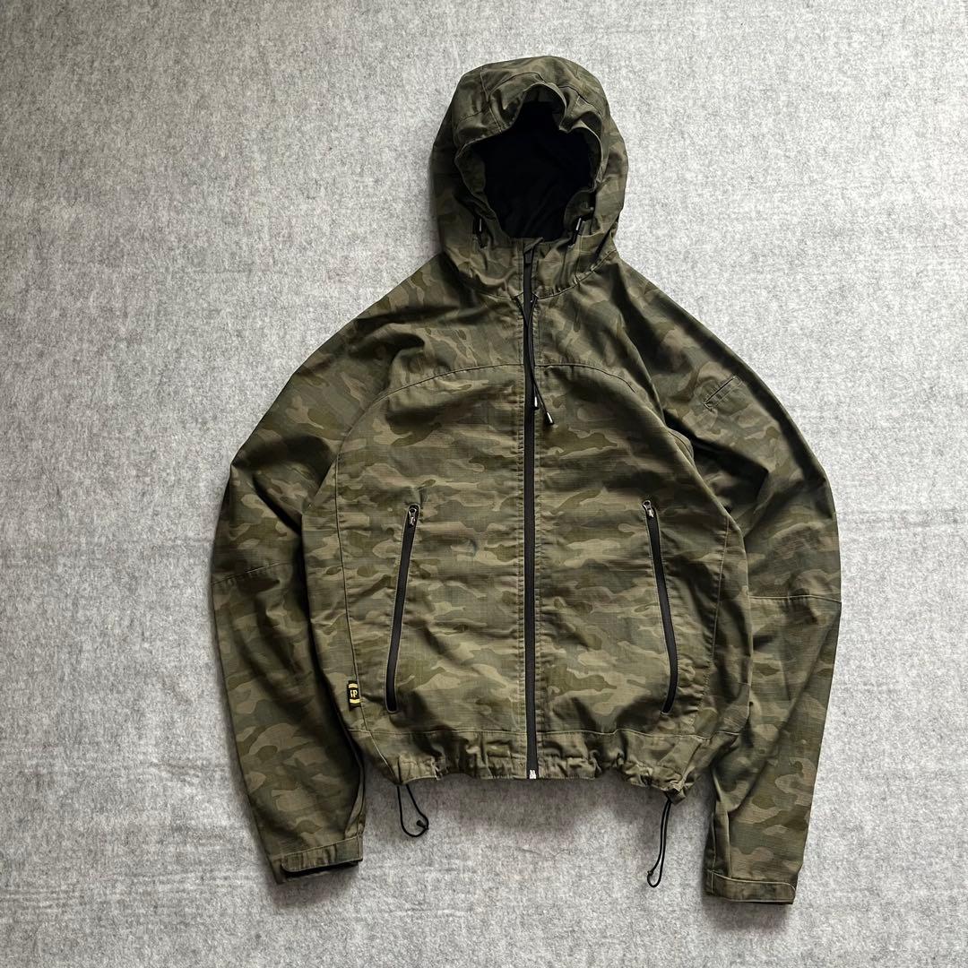 迷彩柄 リップストップ ドローコード フーディー ジャケット テック系 Y2K