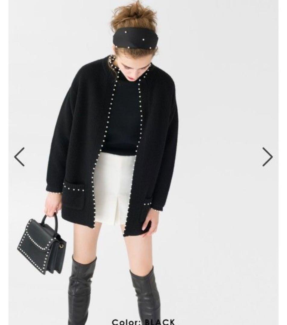 ツルバイマリコオイカワ　パールカーディガン　ロング丈