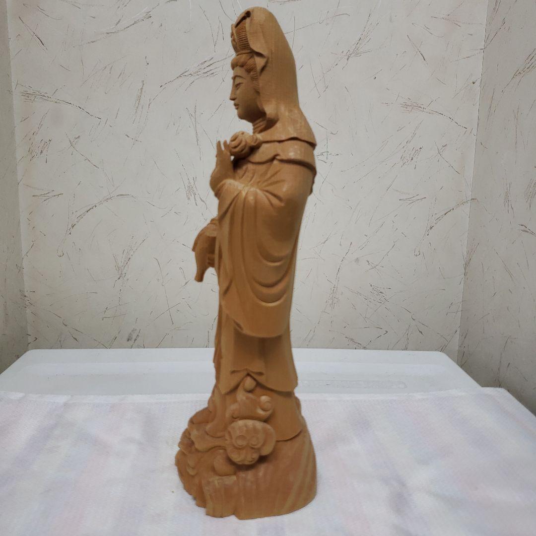 Bフライデー 蔵出し特価仏像☆桧材 滴水観音菩薩像☆高さ：約30cm