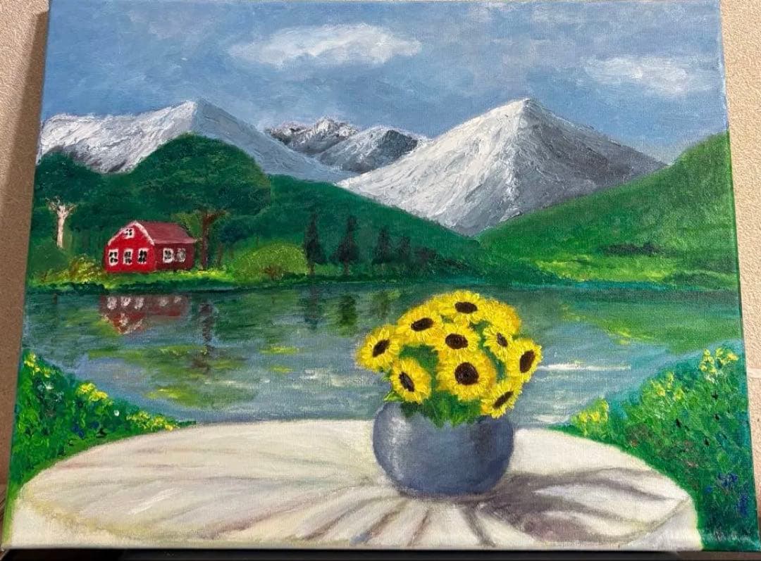 ひまわりのワルツの油彩画