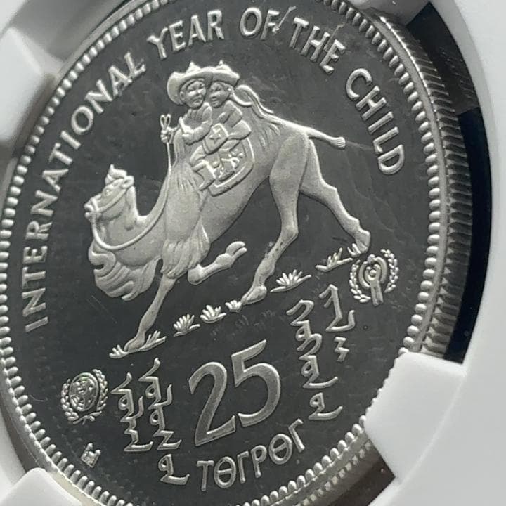 1980 モンゴリア 25Tug銀貨 国際児童年 PR68DCAM