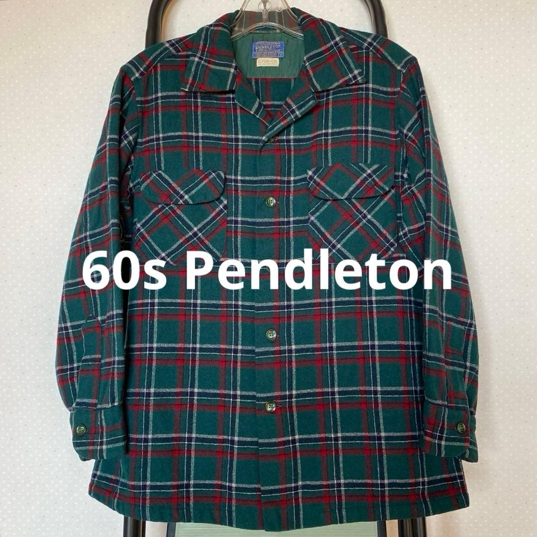 60s Pendleton ペンドルトン オープンカラー ボードシャツ usa製 50s PENDLETONペンドルトン チェック オープンカラー ウールシャツ XL