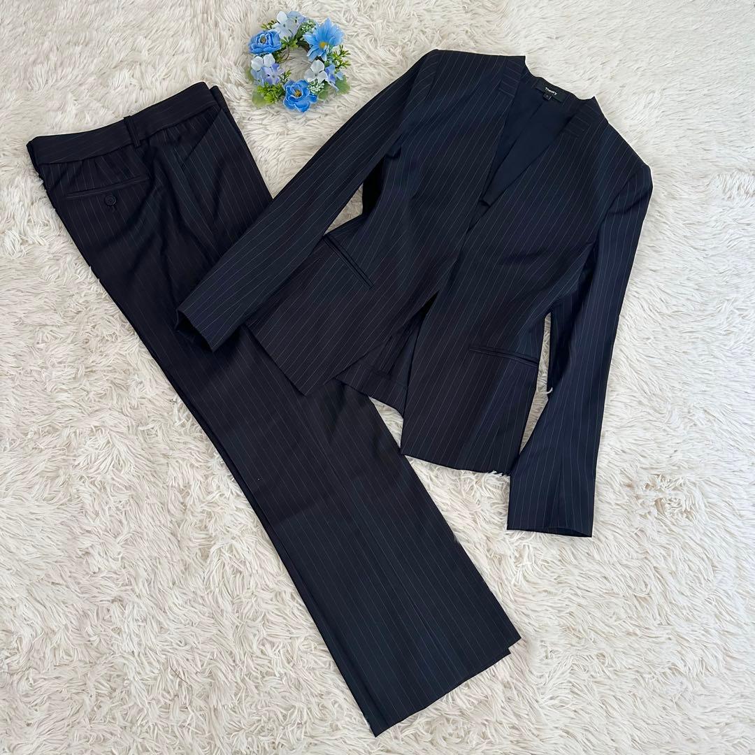 セオリー ノーカラージャケットパンツ セットアップ　LANAI 　ネイビー