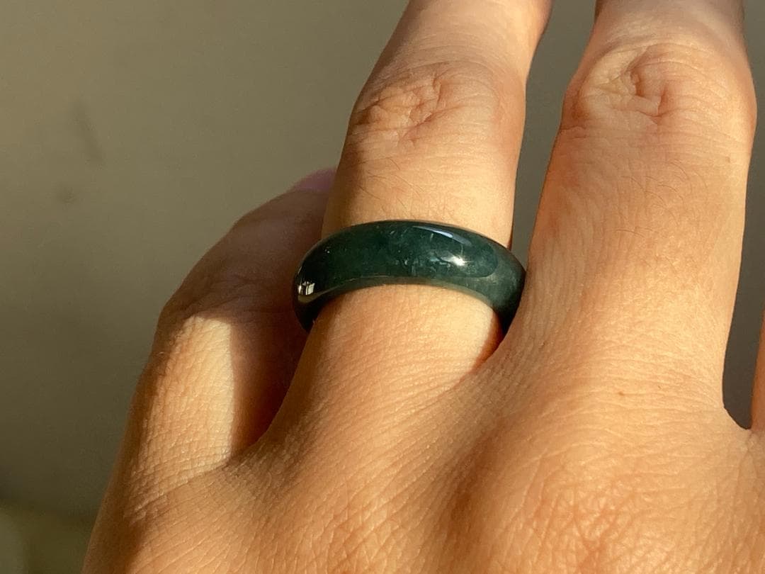 L15-56 氷糯種 紺色 10.5号 グアテマラ産A貨本翡翠 くりぬき リング