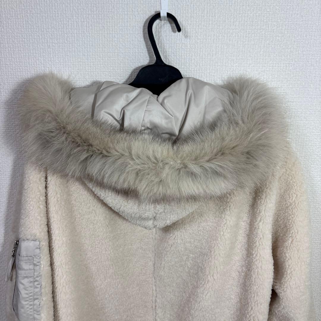 LASUD ファーボアコート アイボリー未使用品 サイズ9号 定価34000円