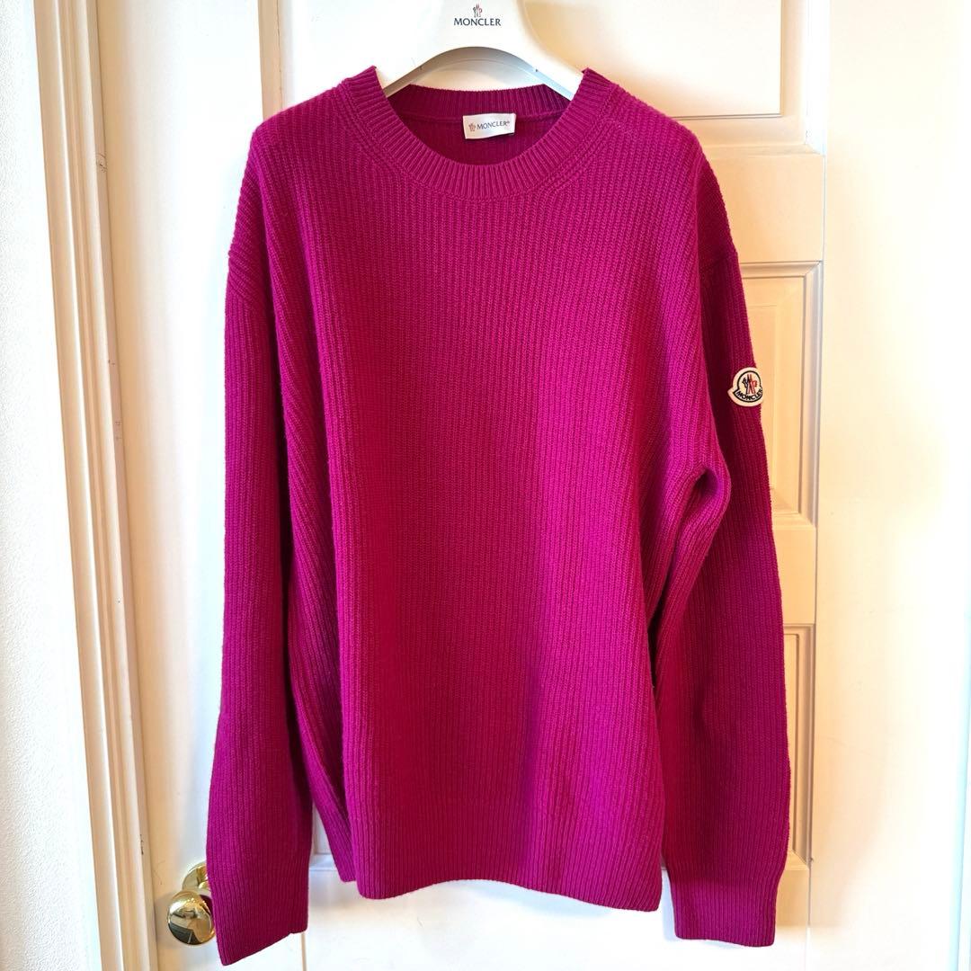 MONCLER メンズ マゼンタ リブ編み セーター - メルカリ