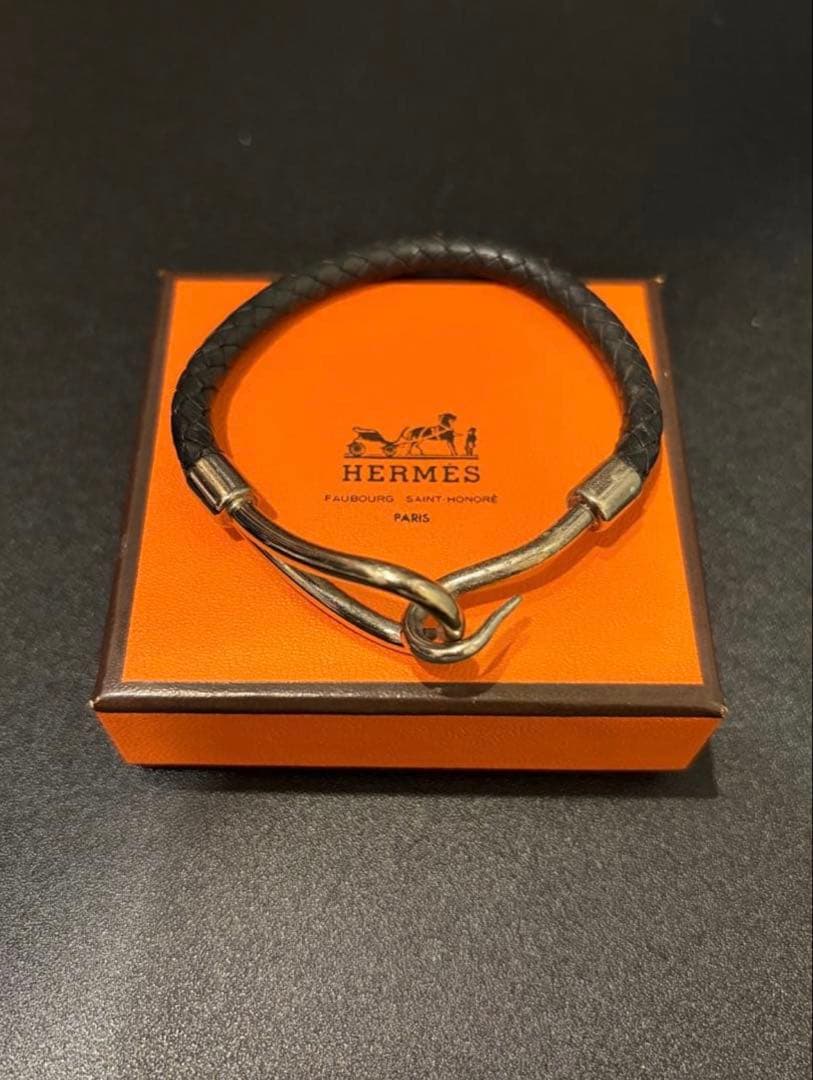 HERMES レザーブレスレット ブラック