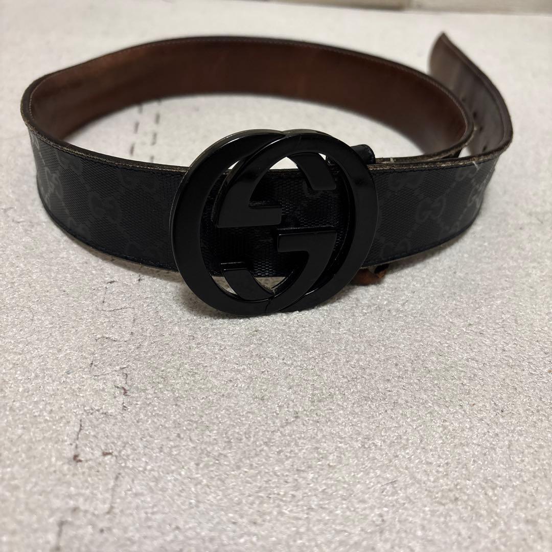【値下げ不可】グッチ GG インターロッキング ベルト ブラック イタリア製