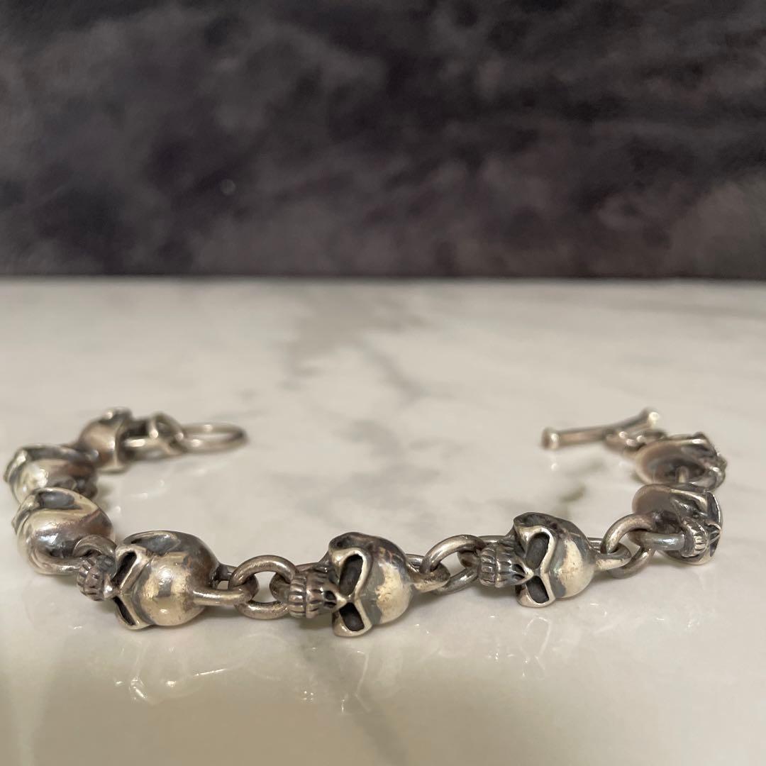 最終値下げ♥スカル・ブレスレット・シルバー925・950♥ シルバー925 スカルブレスレット メンズ チェーンブレスレット 重厚