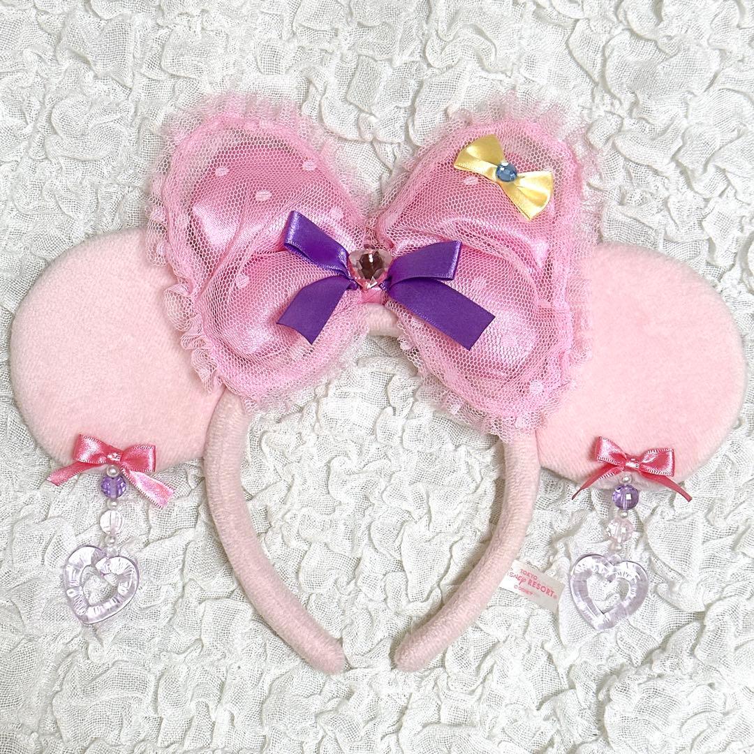 希少】【美品】ディズニー ミニー カチューシャ イヤリング リボン