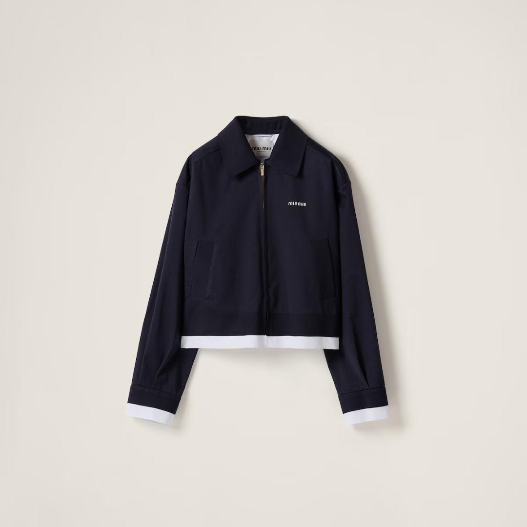 2025 SS MIUMIU ニットxポプリン ブルゾンジャケット ネイビー - メルカリ