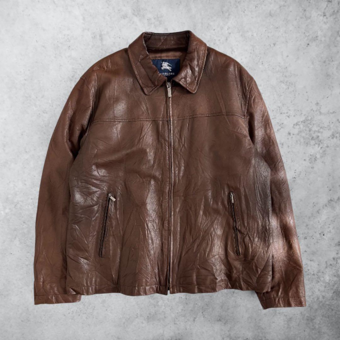 【最高級スペイン製】Burburry 山羊革 レザージャケット 50
