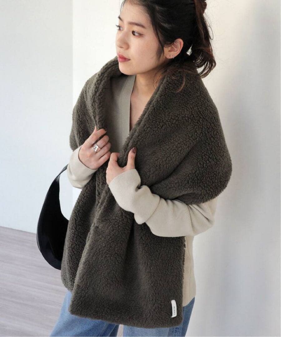 AP STUDIO THROW スロー ボアショール 別注色　カーキ　美品