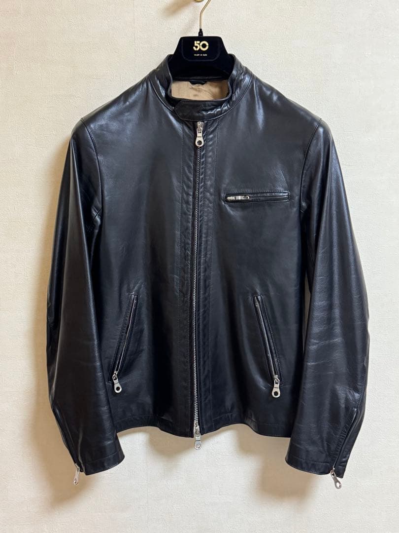 CINQUANTA / スタンドカラー シングルライダースジャケット 46サイズ BEAMS F（ビームスF）CINQUANTA / スタンドカラー シングルライダース