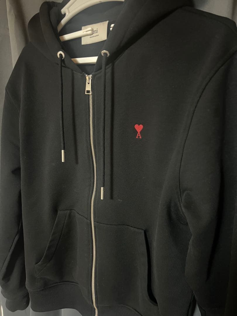 ami paris ジップパーカー AMI Paris AMI DE COEUR ジップ パーカー | ブラック | FARFETCH JP