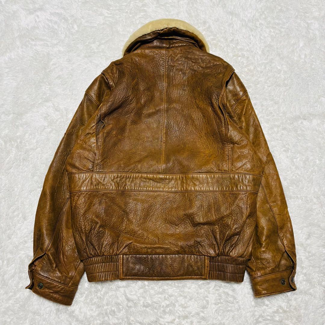 90s G-1 フライト ロードアンソニー レザー ジャケット 襟ボア 短丈 L