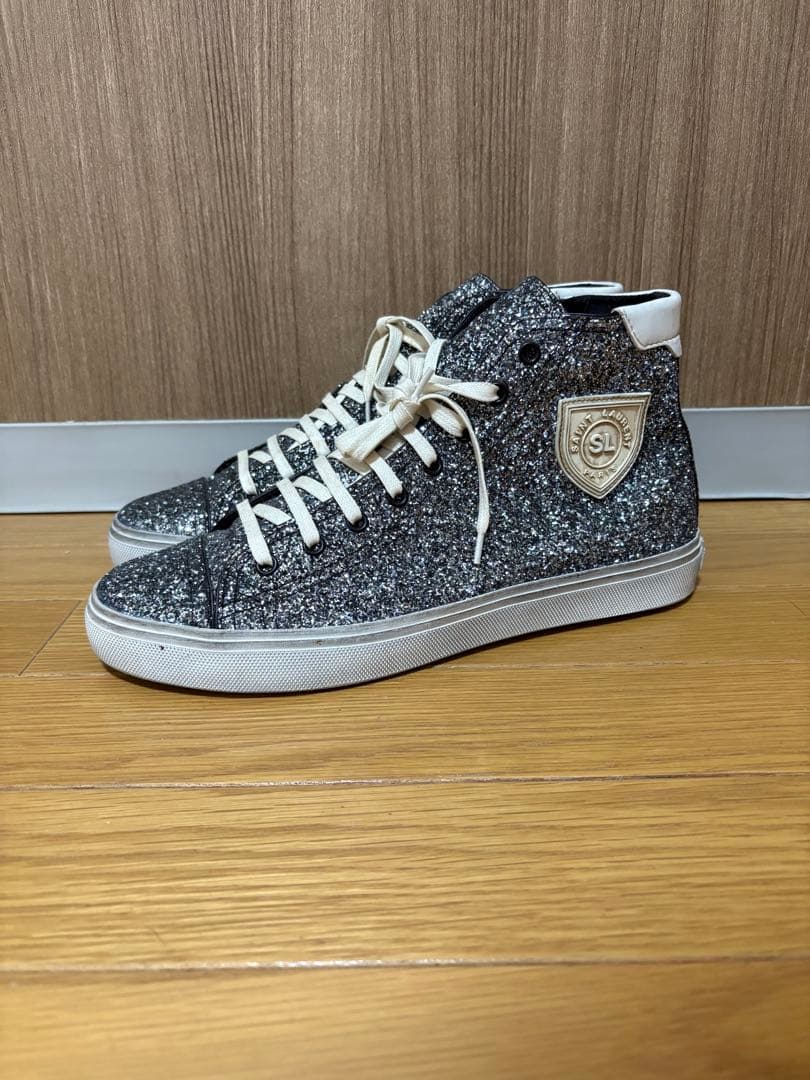 SAINT LAURENT ラメスニーカー SAINT LAURENT GLITTER PALM TREE SNEAKERS SHOES WOMENS SIZE YSL 38