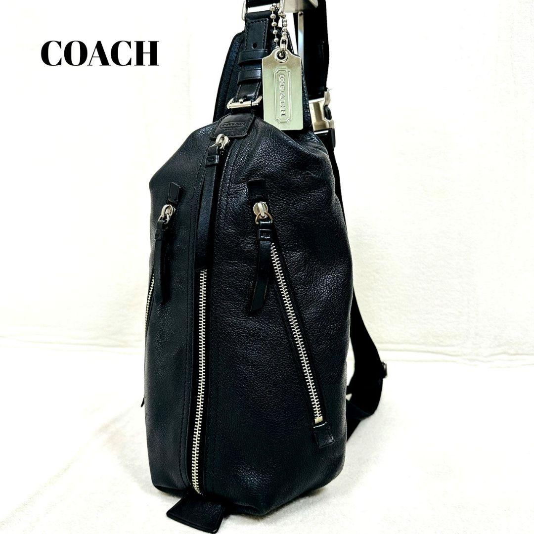 コーチ ボディバッグ トンプソン スリングバッグ ショルダーバッグ レザー 黒