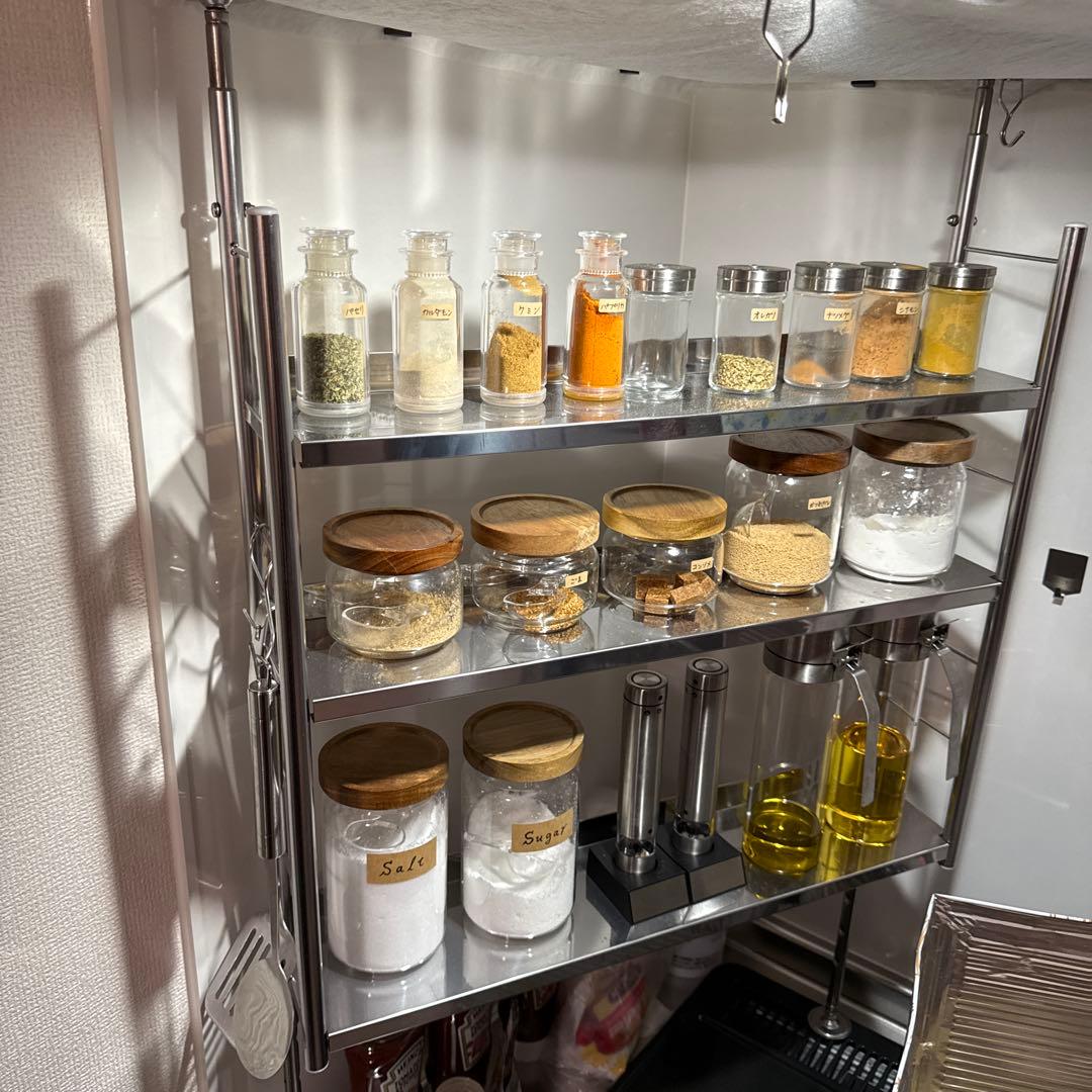 燕三条製 ステンレス 調味料ラック 突っ張り式 3段