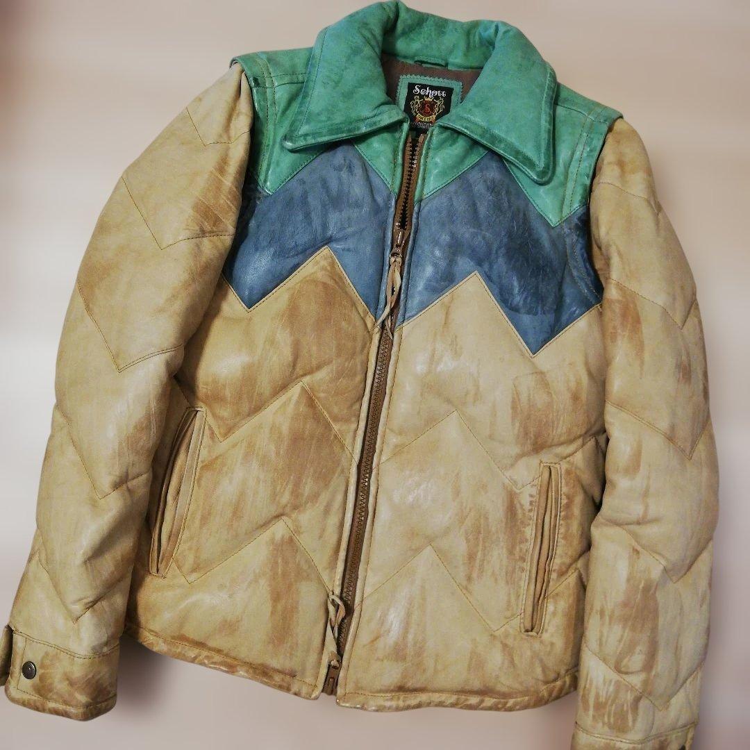 極上 Schott レザーダウンジャケット ダウンベスト