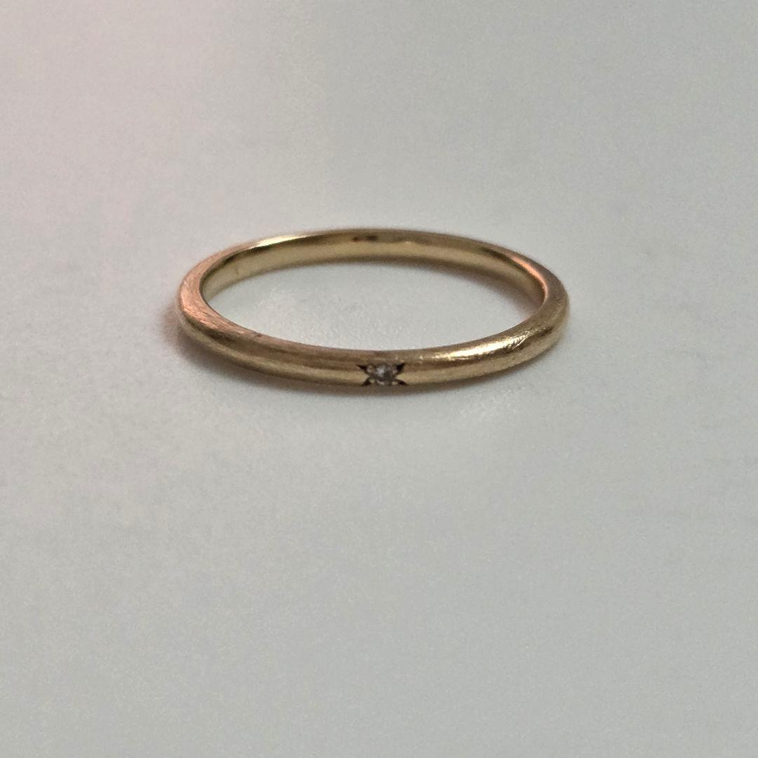 アガット ゴールドリング ダイヤモンド付き