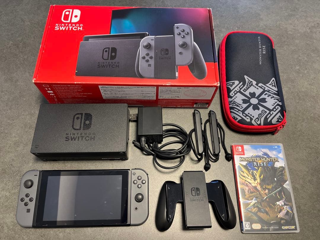 Nintendo Switch 本体 グレー付属品付き＋モンハンライズ