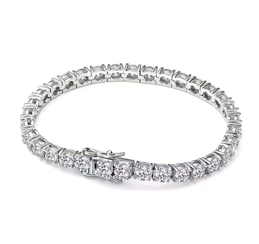 【夜を支配する光】10ctモアサナイト×S925 テニスチェーンブレスレット｜