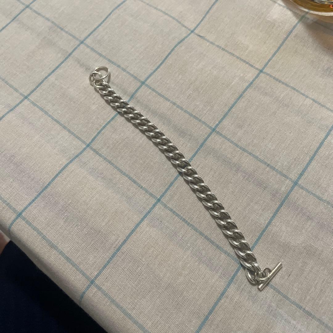 シルバー チェーンブレスレット Tバー留め具