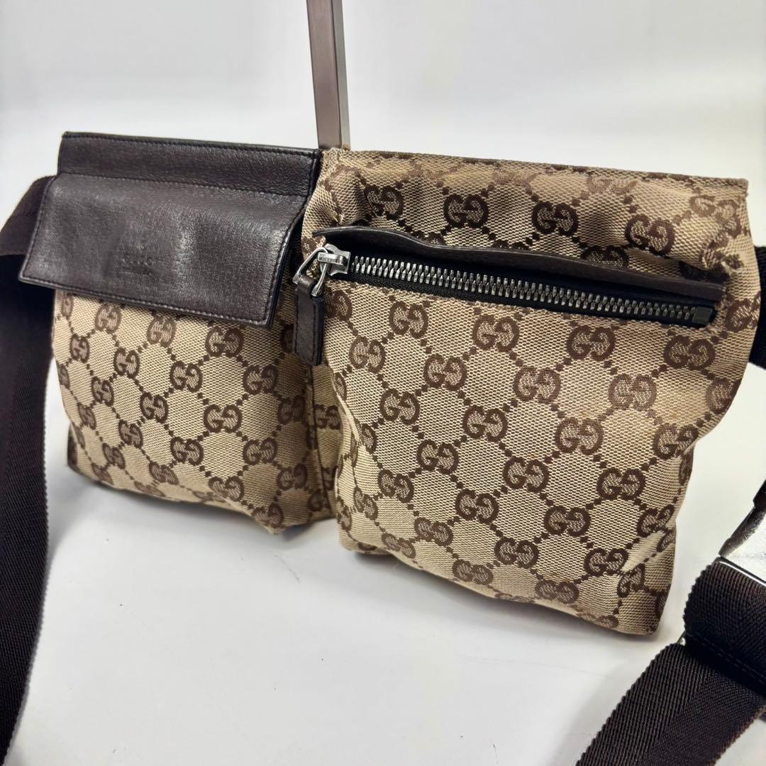 グッチ　ウエストバッグ　ポーチ　GGキャンバス　レザー　斜めがけ GUCCI（グッチ） GGキャンバス ボディバッグ ウエストバッグ