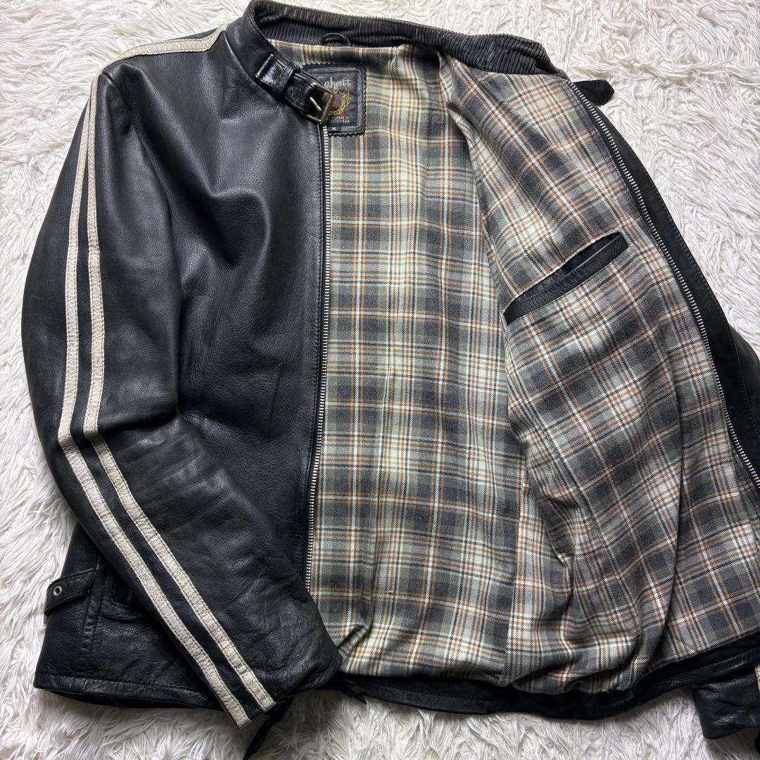 ショット シングル ライダース レザージャケット クラシックレーサー 黒　M
