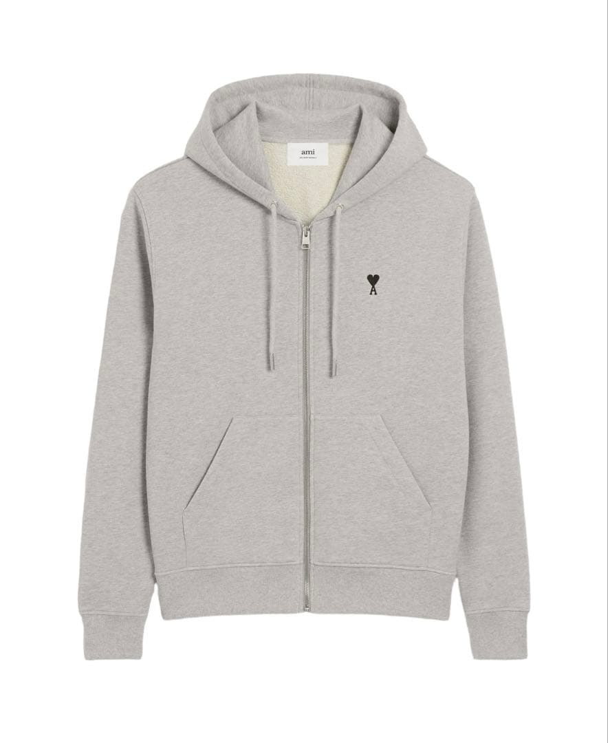 AMI PARIS (アミパリス) ワンポイントロゴフルジップ パーカー グレー AMI PARIS (アミパリス) ワンポイントロゴ フルジップ パーカー Ami de
