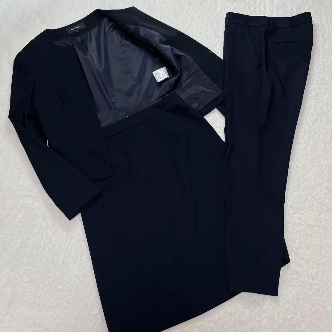 アンタイトル　セットアップ　ジャケット　パンツ　スカート　スーツ　ネイビー
