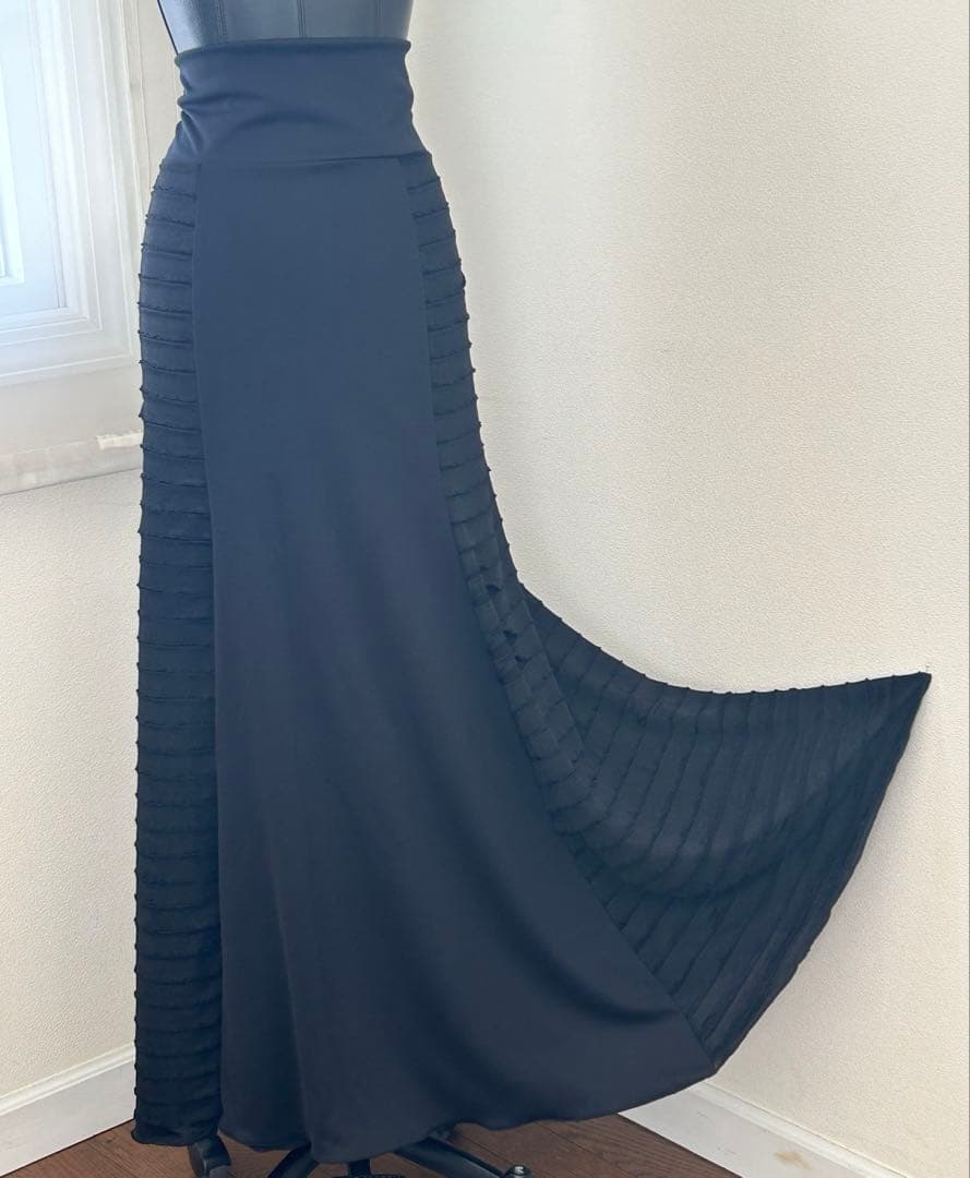 ファルダ　BKリボンフリル×無地　 ハイウエスト　フラメンコ　衣装　レッスン着