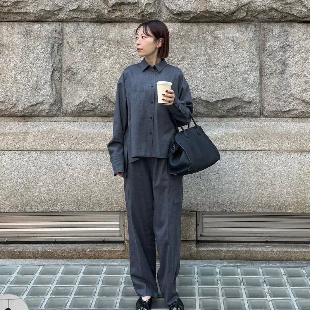 iore イオレ　Wool Saxony Shirt グレー