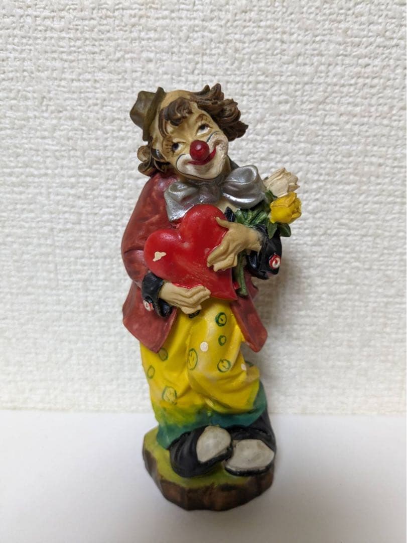 ピエロ　オーナメント　アンティーク　置き物 貴重！70's〜イタリア製アンティーク 大理石ピエロの樹脂置物 欧州