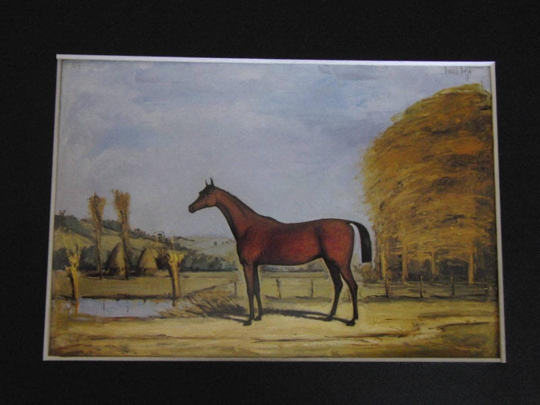 ベルナール・ビュッフェ,【Cheval anglais】,希少な額装用画集より