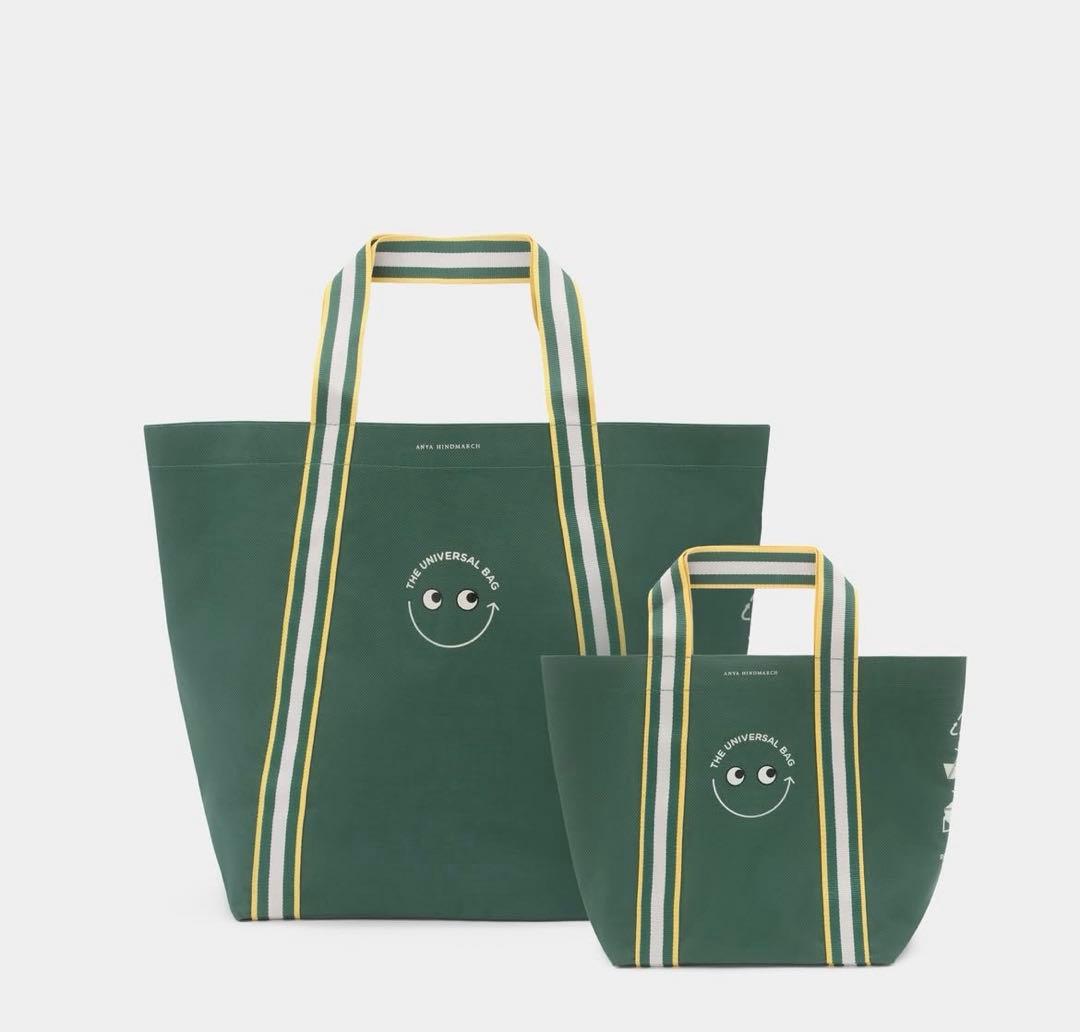 アニヤハインドマーチ　ナショナル麻布　ユニバーサルバック大小2点セット アニヤ・ハインドマーチ」と「ナショナル麻布」のエコバッグにミニ